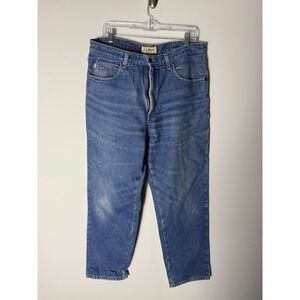 LL Bean Jeans Mens 36x32 Blue Denim Flannel Lined Natural Fit Medium